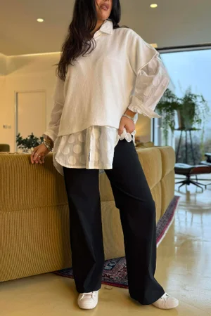  Luxury Wide Leg Magic Trouser Black